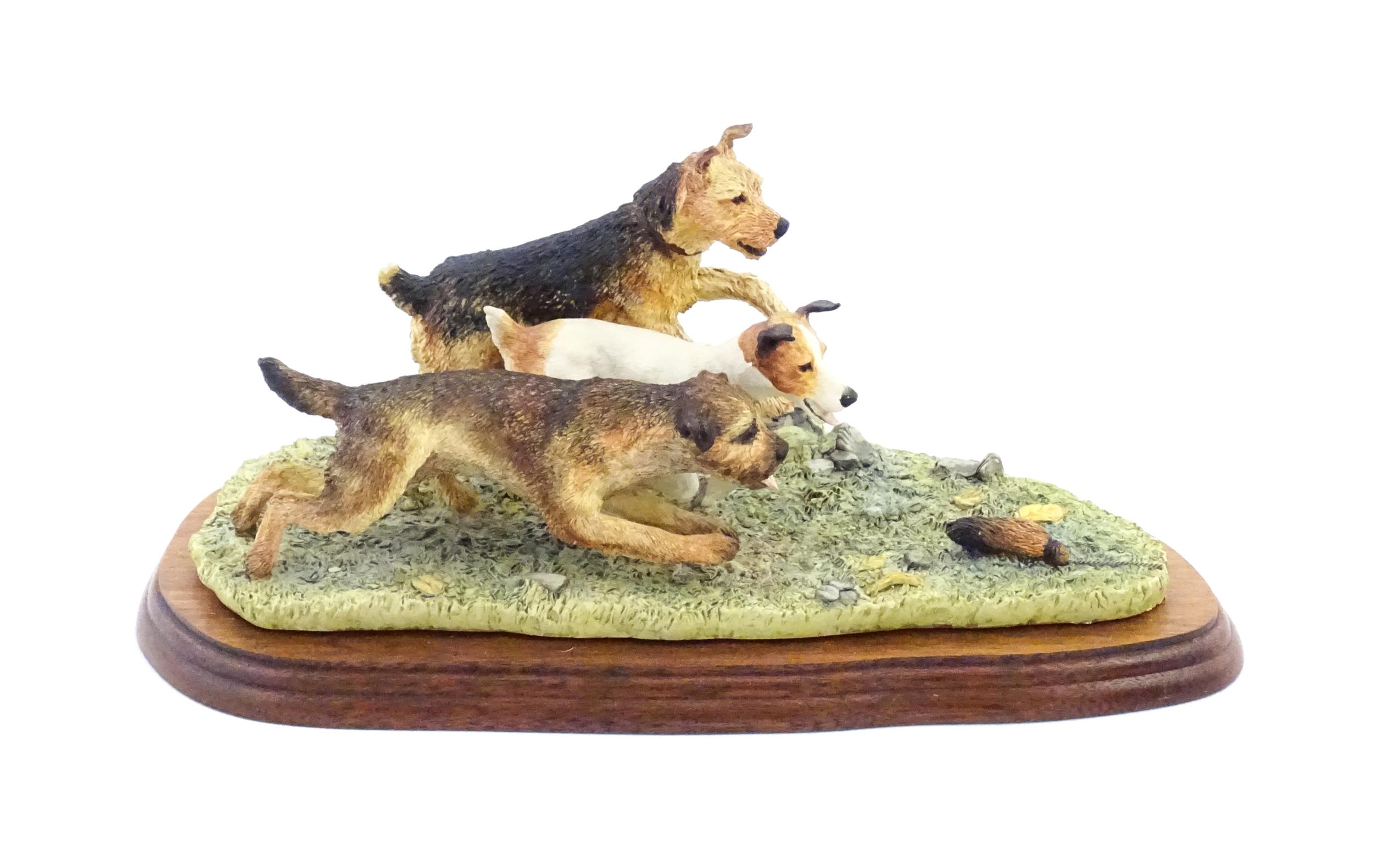 A Border Fine Arts model Terrier Race, by Margaret Turner, model no. B0242. Within a glazed case. - Image 6 of 8