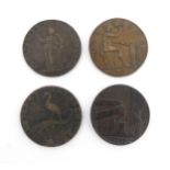 Four 18thC English trade tokens, comprising two John Wilkinson Iron Master Half Penny tokens 1787