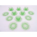 A quantity of American Royal Lace depression green uranium glasswares by the Hazel Atlas Glass Co.