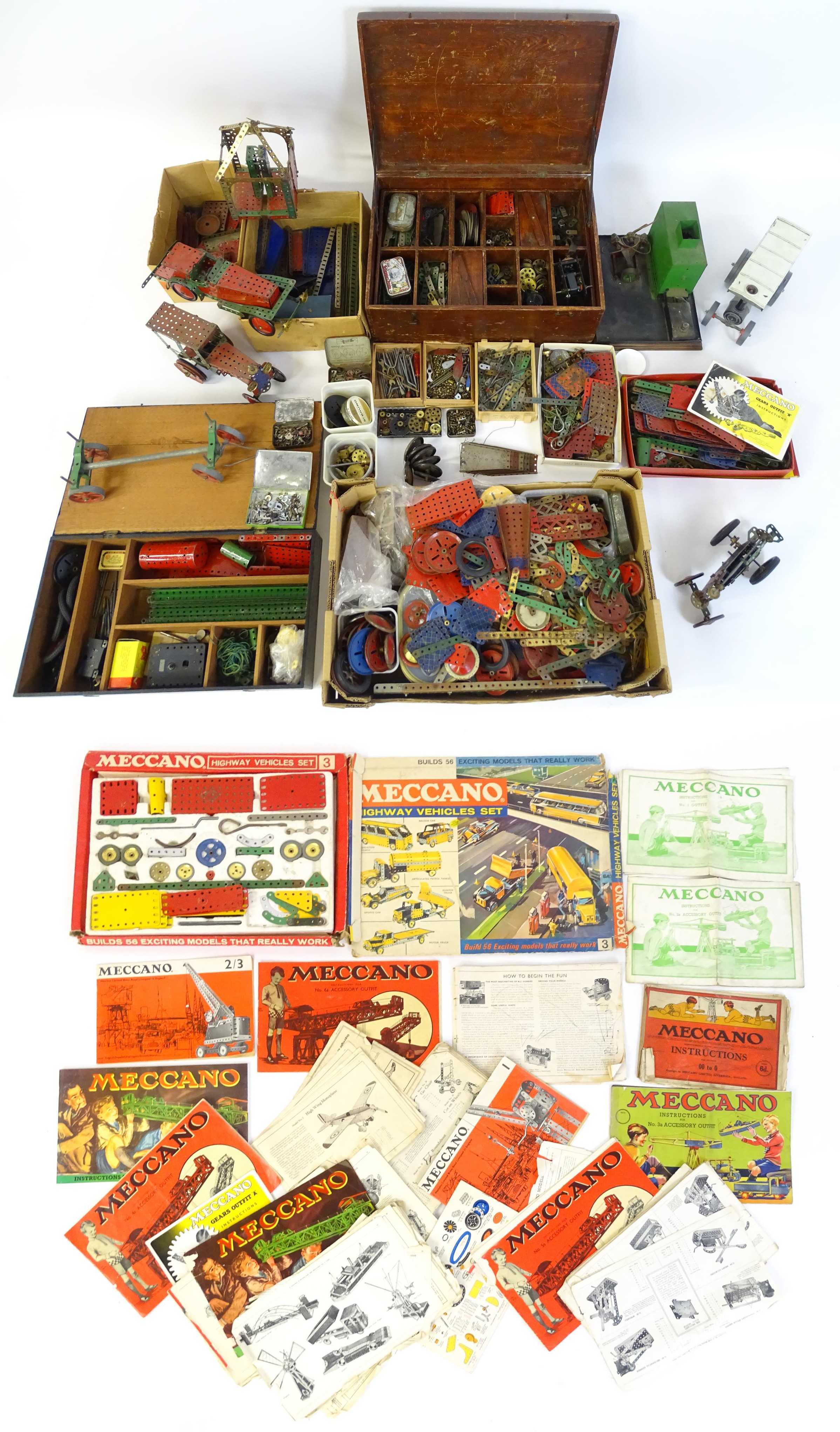 Toys: A large quantity of assorted Meccano to include flat plates, girders, wheels, various