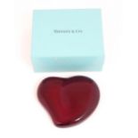 Elsa Peretti for Tiffany A Co : A red glass heart paperweight. Approx 4" wide Please Note - we do