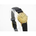 A 9ct gold cased ladies Omega wristwatch. Watch dial approx. 3/4" wide Please Note - we do not