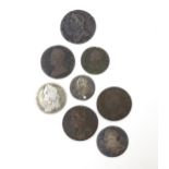 Coins: A quantity of assorted George II coins to include some silver examples (8) Please Note - we