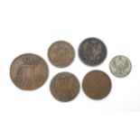 Coins: Six assorted 19thC Russian coins (6) Please Note - we do not make reference to the