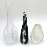Three items of studio / art glass, comprising a glass vase in the manner of Gunnel Nymen /