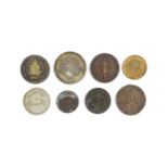 Eight 19thC coins and tokens, comprising a Mexico Departamento de Zacatecas 1/4 Quartilla Real