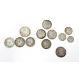 Coins: Assorted 18th and 19thC coins to include George III, George IV, a Queen Anne, some silver