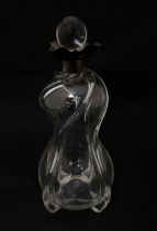 A Victorian shaped glass decanter with trail detail, with silver collar hallmarked London 1896,