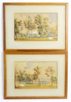 19th century, East Asian / Indian School, Watercolours, A pair of topographical views with