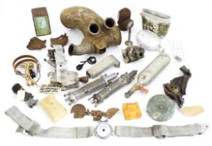 Militaria : a quantity of WWII and later aeroplane parts including recovered crash site items,