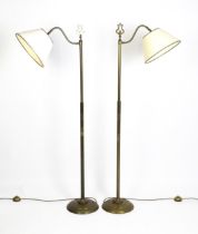 A pair of mid to late 20thC brass standard lamps. Approx. 59" high (2) Please Note - we do not