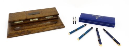 A cased Waterman fountain pen and ball point pen. Together with another Waterman fountain pen and