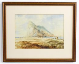 19th century, Watercolour, A view of Gibraltar Rock. Approx. 9 1/4" x 13 1/2" Please Note - we do