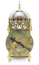 An early 20thC French brass lantern clock. the movement bearing marks for Japy Freres et Cie. and
