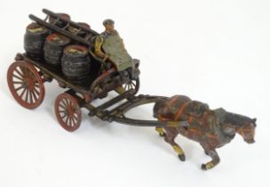 Toy: A Taylor & Barrett horse drawn Brewer's Dray, comprising cart / wagon, driver with