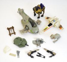 Toys: A quantity of Star Wars toys, including a Kenner Slave 1, X-Wing and Tauntaun, Lucasfilm Endor