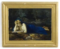 After Antonio Correggio, 19th century, Chromolithograph, Mary Magdalene reading in a wooded