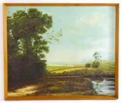 C. Burdick, 20th century, Oil on board, An English country landscape with river and fields beyond.