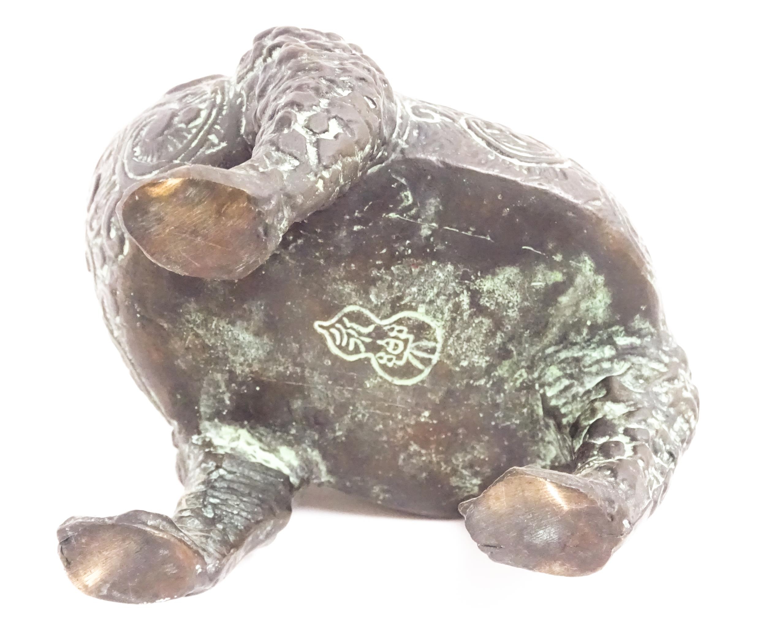 A Chinese cast censer modelled as a three legged toad with scrolling decoration, the pierced lid - Image 8 of 8