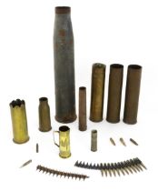 Militaria: a quantity of inert shell cases, comprising a WWII French 47mm Mle 1935 anti tank