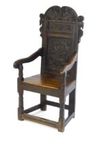 A 17thC oak Wainscot chair, See 'Oak Furniture, The British Tradition, by Victor Chinnery, revised