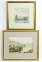 Barry K. Barnes, Watercolour, Moored boats at Gloucester Quays. Signed lower right. Together with