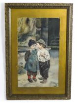 After Marie Wunsch (1862-1898), 19th century, Watercolour, A Secret, Two children whispering on a