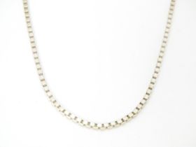 A silver and white metal box link chain necklace, Approx 20" long Please Note - we do not make
