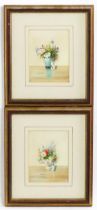 H. Whittall, 20th century, Watercolours, A pair of still life studies with flowers in a vase one