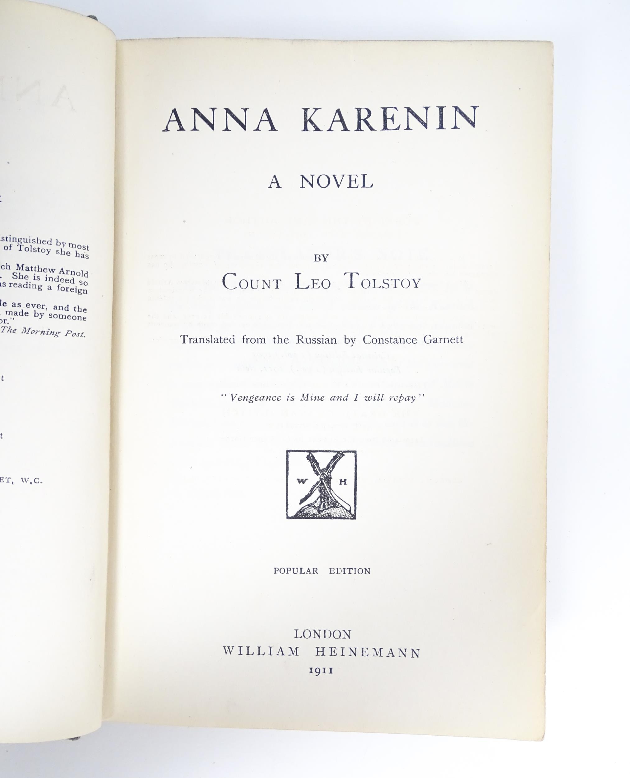 Books: Three assorted books comprising The Brothers of Karamazov, by Constance Garnett, 1916; Anna - Image 9 of 9