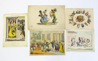 19th century, Engravings, Four assorted satirical prints to include The parting of Hector-Nap and