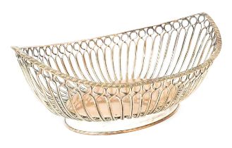 A 19thC silver plate bread basket with open work detail. 11" wide Please Note - we do not make