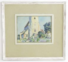 Oliver Hill, 20th century, Oil on card, Cotswold Church. Approx. 8 1/4" x 11" Please Note - we do