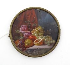 After Johann Georg Seitz (1810-1870), Oil on board, A miniature still life depicting fruit and