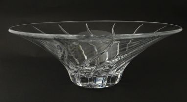 A large clear glass centrepiece bowl. Approx. 5" high x 14" diameter Please Note - we do not make