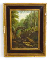 Manner of John Syer, 19th century, Oil on canvas, The Old Bridge at Duchal with figure fishing.