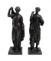 Two 20thC cast Classical maidens, one modelled as Diane de Gabies, the other as Venus Genetrix.