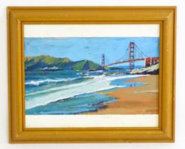 Patrick Gibbs, 20th century, American School, Oil on board, Golden Gate Bridge, San Francisco.