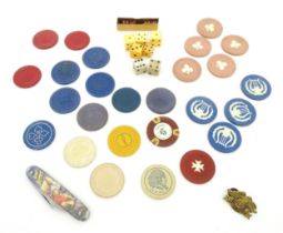 Toys: A quantity of composite gaming / casino counters, etc. to include an example marked Indian.