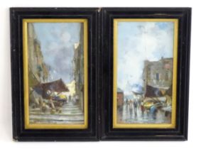 Oscar Ricciardi (1864-1935), Italian School, Oil on board, Neapolitan market scenes by the port of