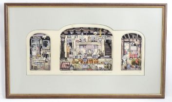 Graham Clarke (b. 1941), Limited edition colour etching and aquatint triptych, Inglenookers, from