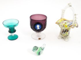 A quantity of glassware to include a Wedgwood glass goblet with Jasperware roundel depicting