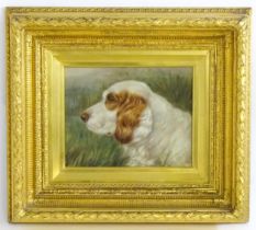 Edward Aistrop (act. 1880-1920), Oil on board, A portrait of a Spaniel dog. Signed with monogram