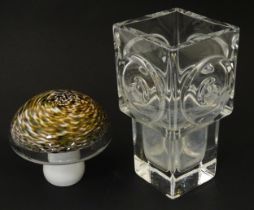 Scandinavian Art Glass: A Swedish glass vase of squared form by designed by Bengt Edenfalk for Skruf