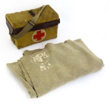 Militaria , WWII / World War 2 / Second World War / WW2 : a canvas First Aid / Medic's box, the