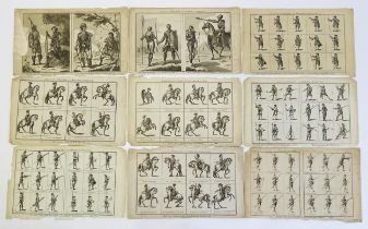 18th century, Engravings, Nine engraved military plates from George William Spencer's A New,