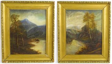 Henry Graham, Late 19th / early 20th century, Oil on board, A pair of mountain river landscapes with