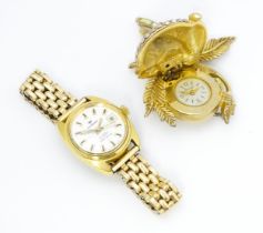 A Ladies Perona automatic wristwatch together with a gilt metal brooch watch (2) Please Note - we do