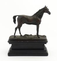 A French 20thC cast sculpture after Pierre-Jean Mene, depicting a standing horse. Facsimile