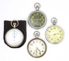 Three WWII era military issue pocket watches to include examples by Waltham, Cyma etc marked with